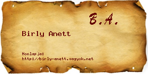 Birly Anett névjegykártya